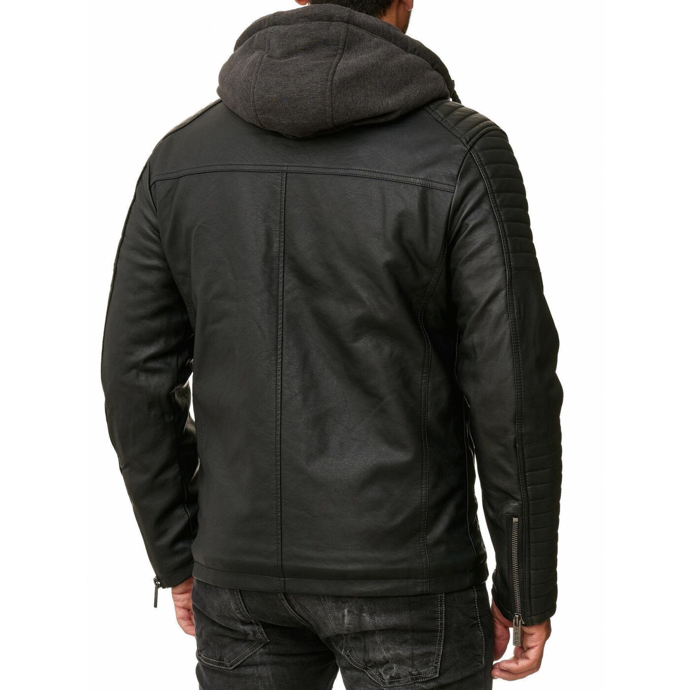 Hooded Leather Jacket Men