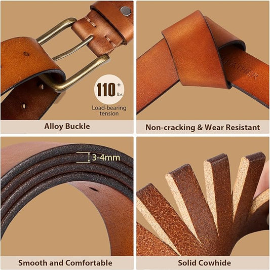 Men's Leather Belt Full Grain Leather Belts for Men Handmade